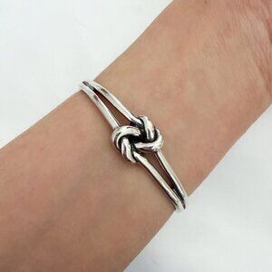 925 Sterling Silver Chunky Knot Bangle Bracelet Twist Cuff Bracelet